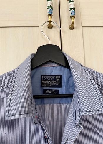 Çizgili Erkek Denim Gömlek, Düğmeli, Uzun Kollu - Görsel 2