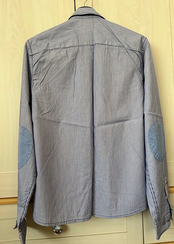 Çizgili Erkek Denim Gömlek, Düğmeli, Uzun Kollu - Görsel 5