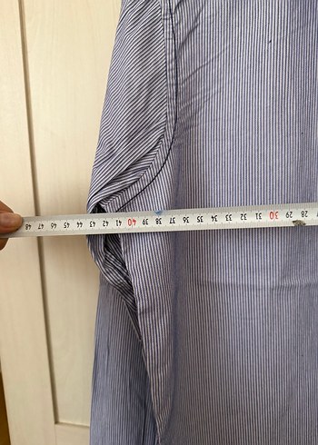 Çizgili Erkek Denim Gömlek, Düğmeli, Uzun Kollu - Görsel 4