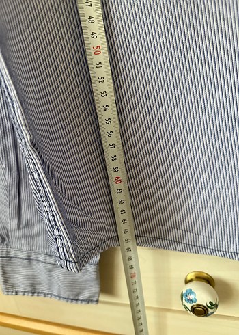 Çizgili Erkek Denim Gömlek, Düğmeli, Uzun Kollu - Görsel 3