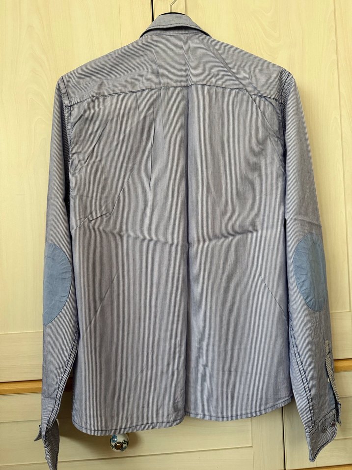 Çizgili Erkek Denim Gömlek, Düğmeli, Uzun Kollu - Görsel 5