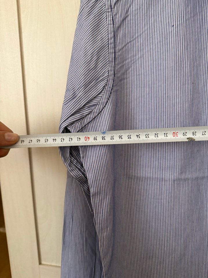 Çizgili Erkek Denim Gömlek, Düğmeli, Uzun Kollu - Görsel 4