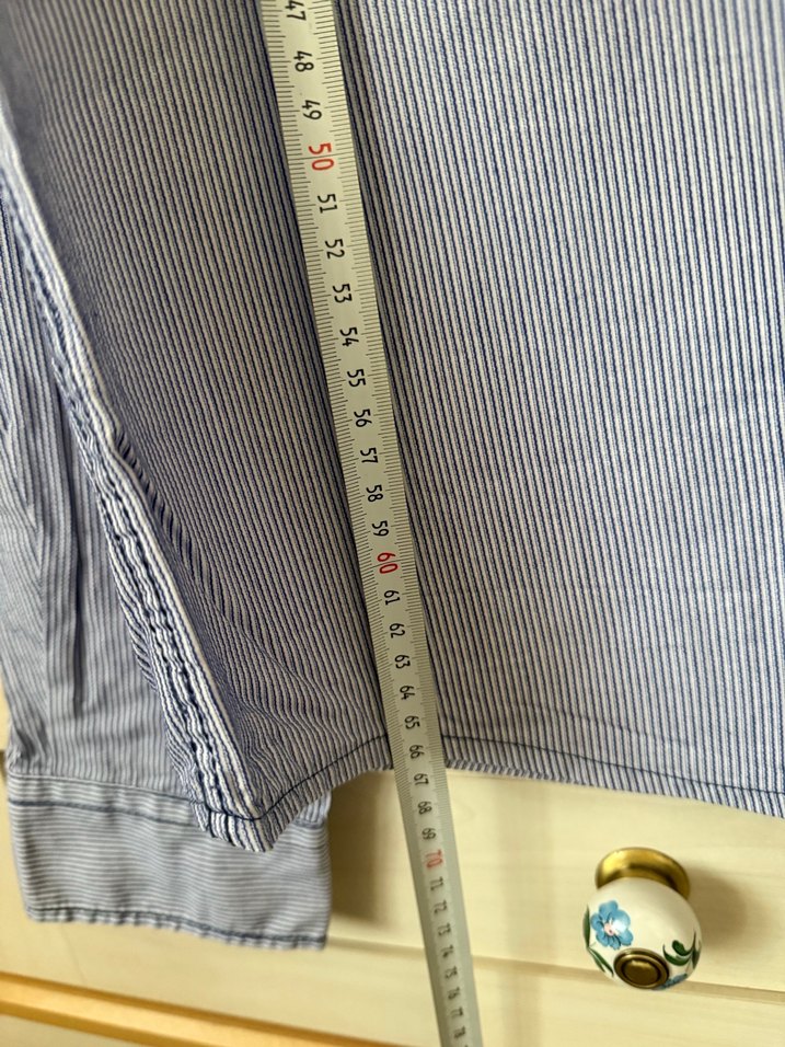 Çizgili Erkek Denim Gömlek, Düğmeli, Uzun Kollu - Görsel 3