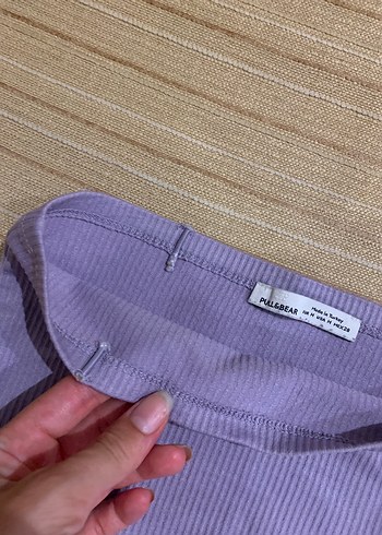 m Beden Pastel Mor Düz crop