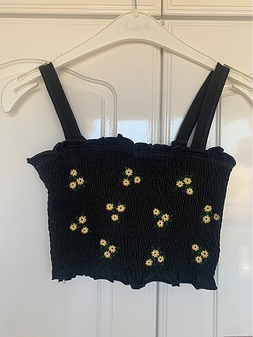 H&M siyah askılı crop