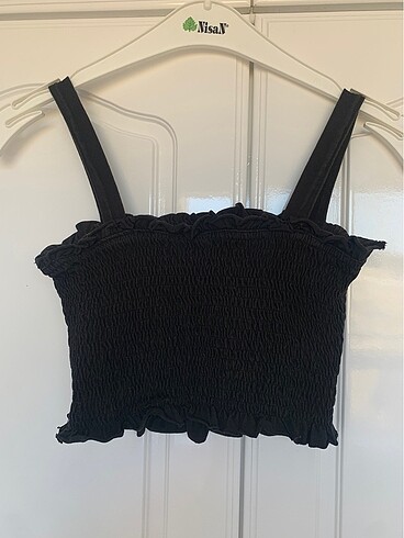 xs Beden siyah Renk H&M siyah askılı crop