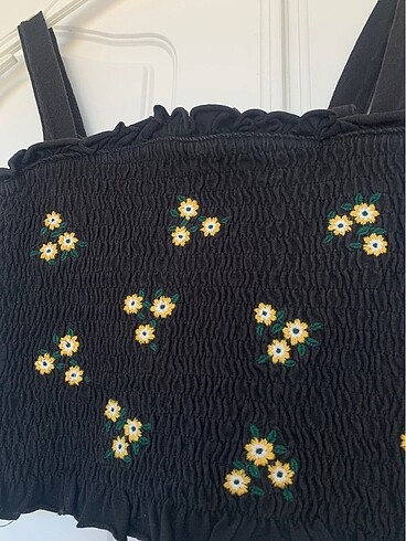 xs Beden H&M siyah askılı crop