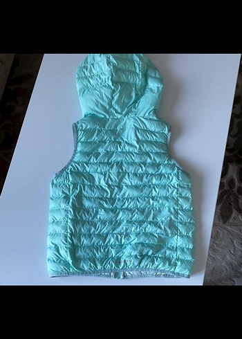 Kız Çocuk Kapüşonlu Turkuaz Yelek - Görsel 2