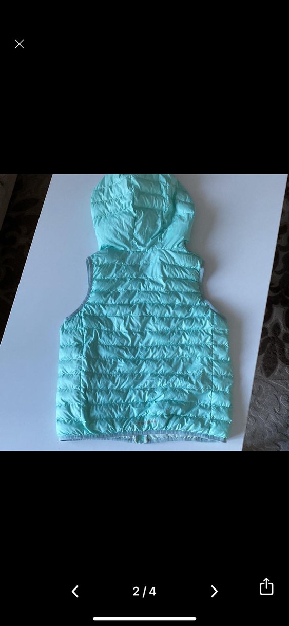 Kız Çocuk Kapüşonlu Turkuaz Yelek - Görsel 2