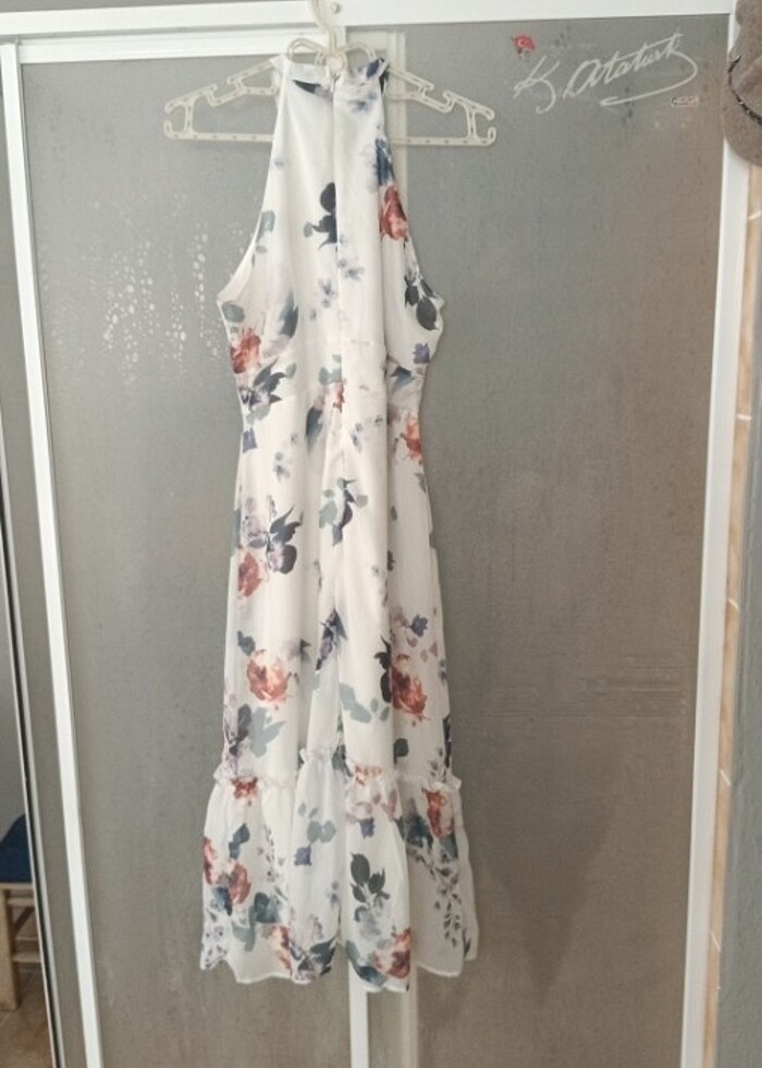 Şifon beyaz elbise - Görsel 4