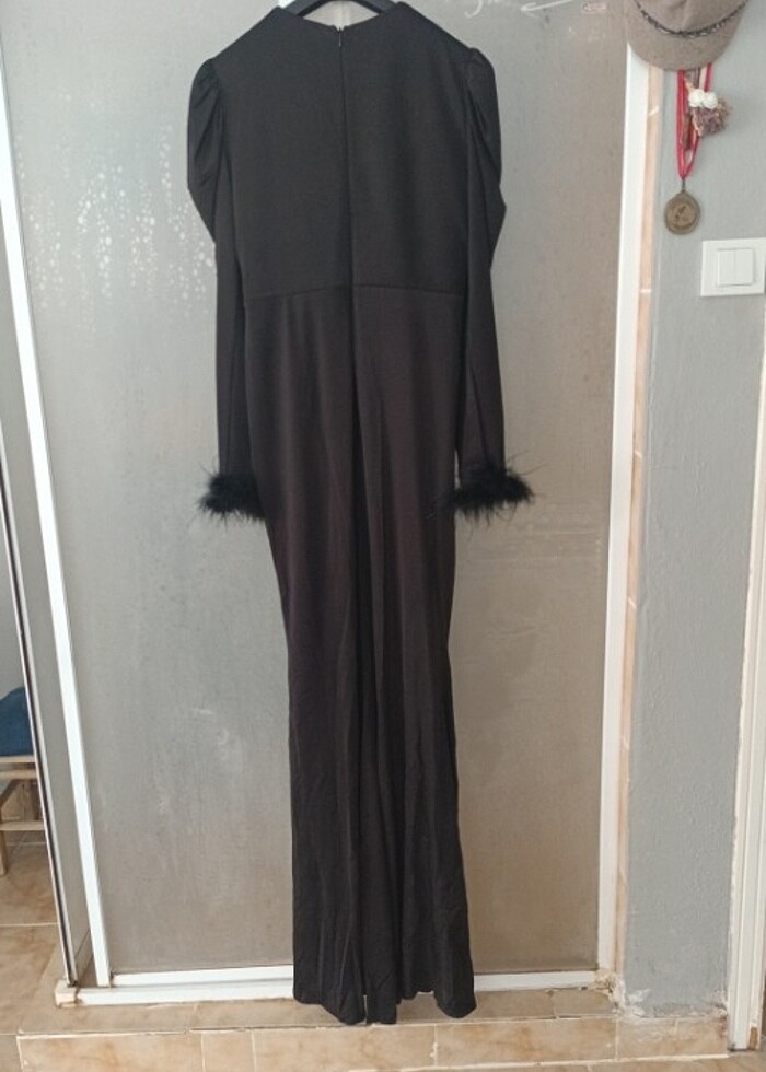 Abiye siyah kadife - Görsel 4