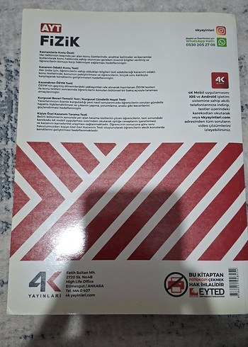 AYT Fizik Konu Özetli Soru Bankası 4K Yayınları