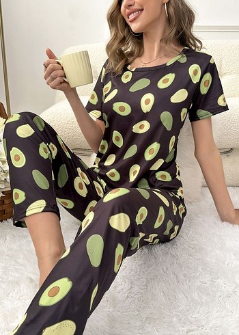 Diğer Diger Kadın Siyah Batik Desenli Rahat Pijama Takımı