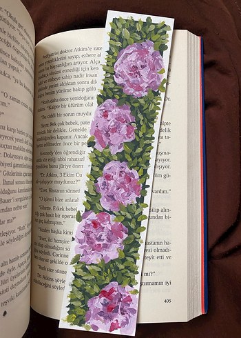 Çiçek Desenli Kitap Ayracı - Görsel 2