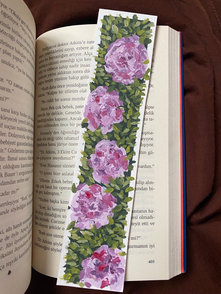 Çiçek Desenli Kitap Ayracı - Görsel 2