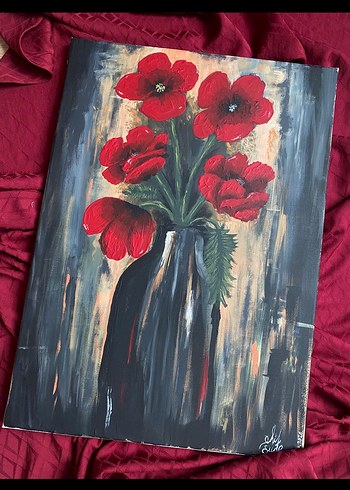 Kırmızı Çiçek Tablo - Görsel 2