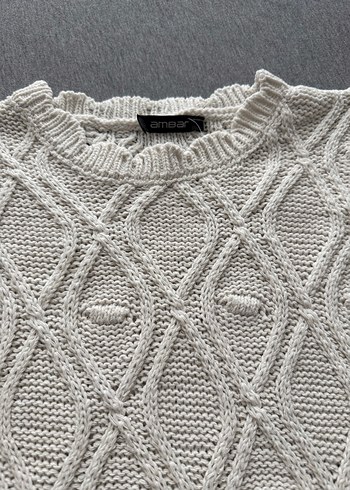 Bohem Nakışlı Gri Örgü Süveter - Görsel 2