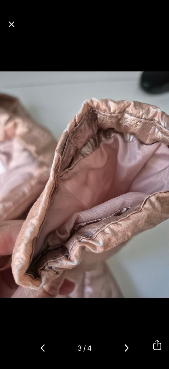 Parlak Bej Kapüşonlu Kız Mont - Görsel 5