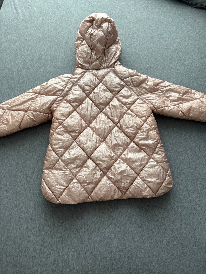 Parlak Bej Kapüşonlu Kız Mont - Görsel 2