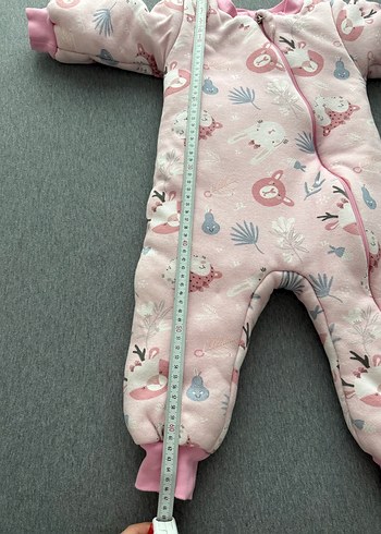 Pembe Baskılı Bebek Kız Tulumu Fermuarlı - Görsel 5