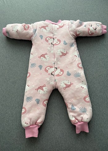 Pembe Baskılı Bebek Kız Tulumu Fermuarlı - Görsel 2