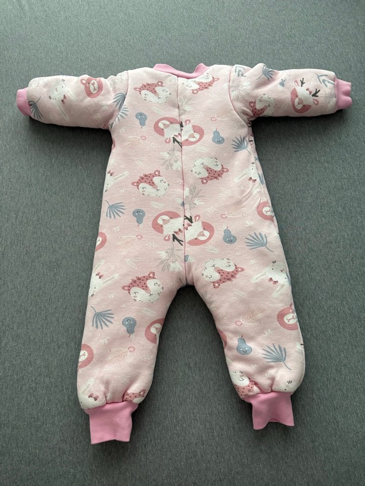 Pembe Baskılı Bebek Kız Tulumu Fermuarlı - Görsel 2