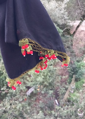 Bordo Boncuklu Bohem Kadın Şal
