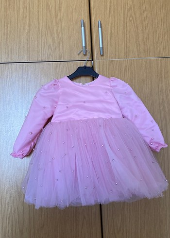 Pembe Uzun Kollu Kız Çocuk abiye