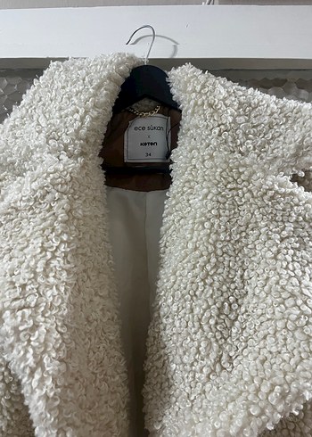 Bej Uzun Peluş Kadın Kaban - Görsel 5