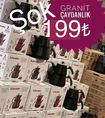 Granit çaydanlık orta boy 1.25 1.85 kısa süreliğine fiyat