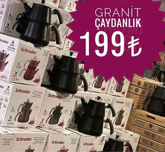 Granit çaydanlık bakır ve siyah renk