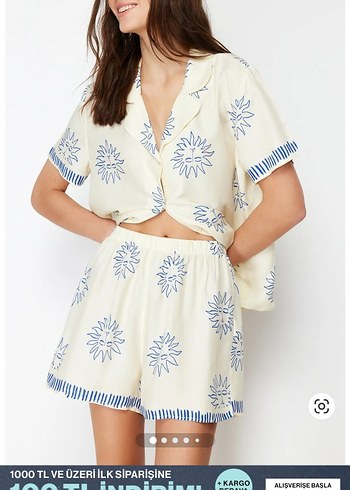 Bohem Beyaz Kısa Kollu Mini Pijama Takımı Trendyolmilla Xs Beden