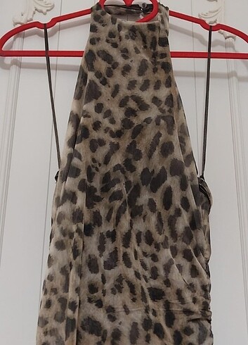 s Beden camel Renk Zara Leoparlı Elbise