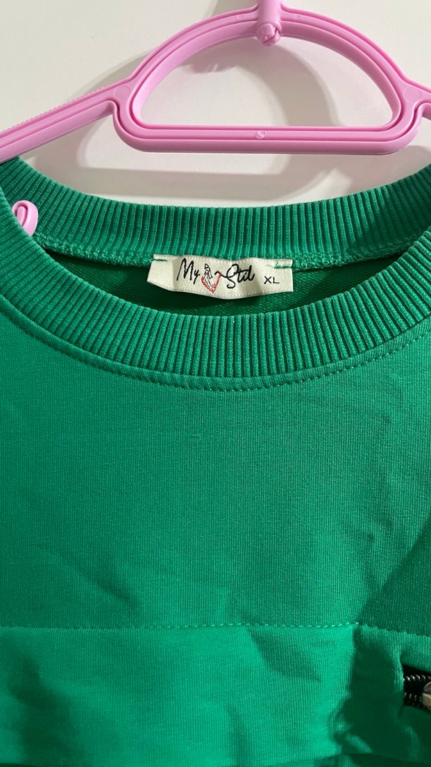 Yeşil Fermuarlı Uzun Kollu Salaş Tunik - Görsel 3