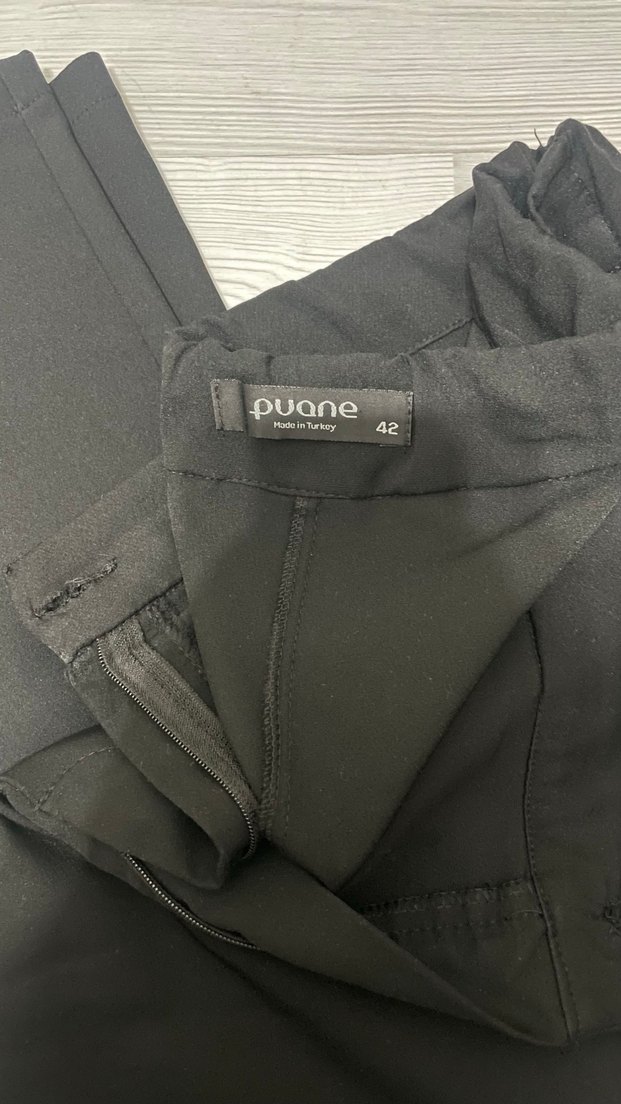 Siyah Kadın Kumaş Pantolon Midi Boy - Görsel 2