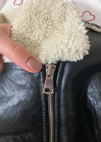 Kürklü Siyah Deri Ceket - Görsel 3