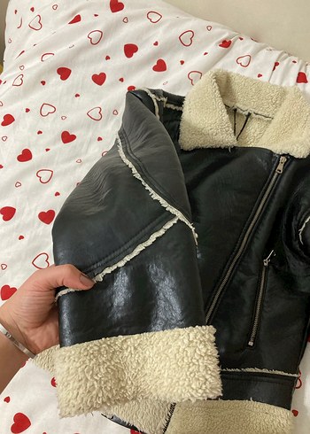 Kürklü Siyah Deri Ceket - Görsel 2