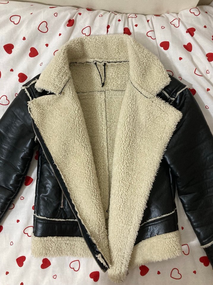 Kürklü Siyah Deri Ceket - Görsel 4