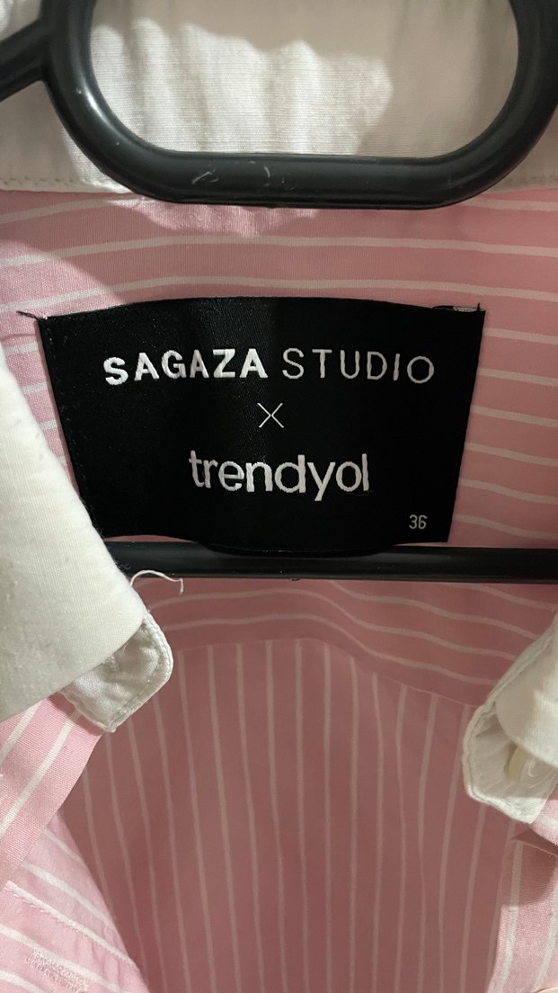 Pembe Çizgili Mini Gömlek - Görsel 2