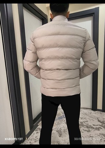 Adidas Beyaz Şişme Yüksek Yakalı Erkek Mont