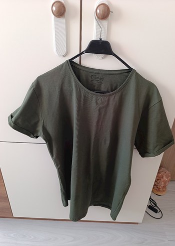 xxl Beden Haki Erkek Kısa Kollu Keten Tişört