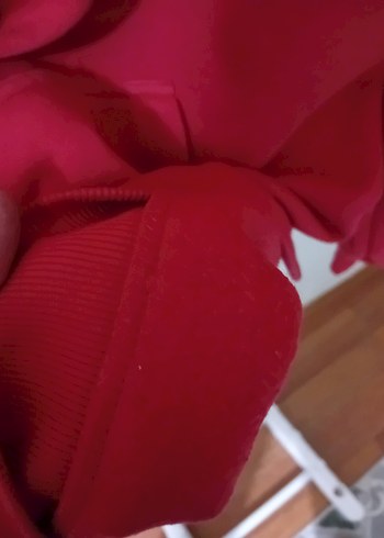 Kırmızı Kapüşonlu Kadın Sweatshirt - Görsel 6