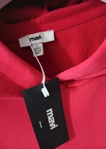 Kırmızı Kapüşonlu Kadın Sweatshirt - Görsel 4