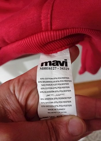 Kırmızı Kapüşonlu Kadın Sweatshirt - Görsel 3