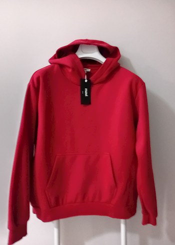 Kırmızı Kapüşonlu Kadın Sweatshirt - Görsel 5