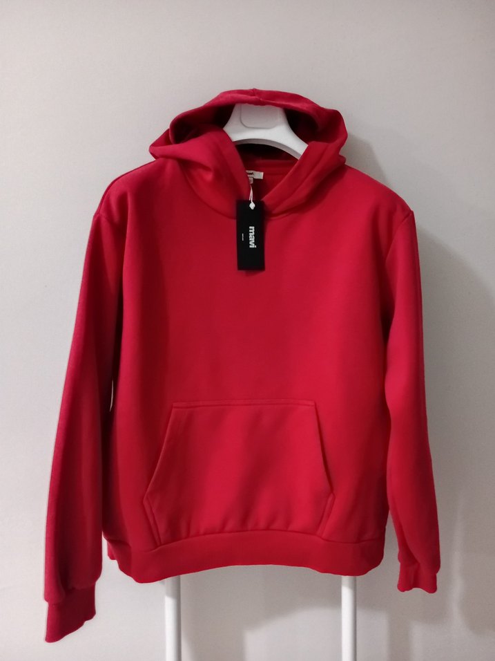 Kırmızı Kapüşonlu Kadın Sweatshirt - Görsel 2