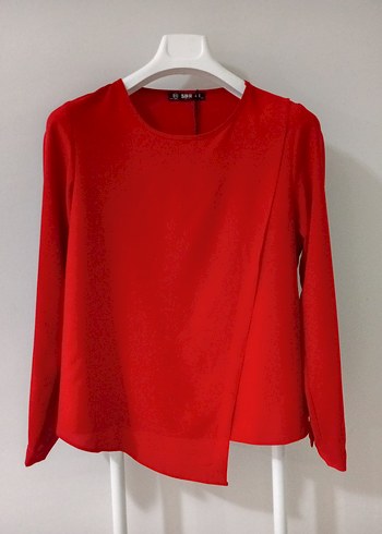 Kırmızı Drapeli Uzun Kollu Bluz - Görsel 6