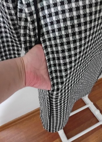 Uzun Kollu Gri Kareli Midi Elbise 42_44 - Görsel 6