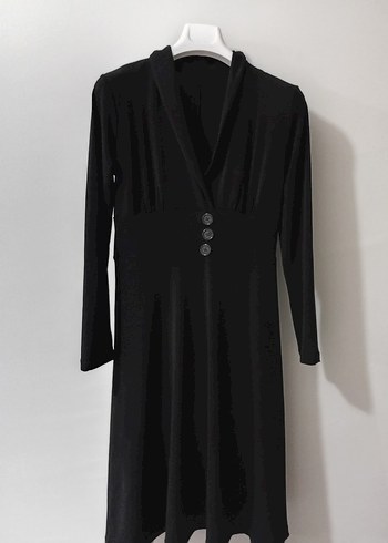 Düğmeli Siyah Uzun Kollu Ofis Elbisesi 42.44 L_XL - Görsel 5