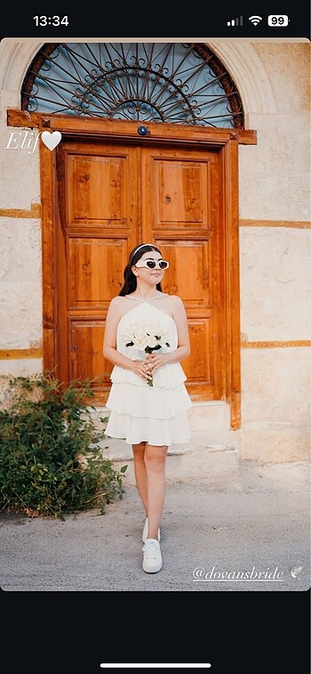 Katlı bridal mini elbise